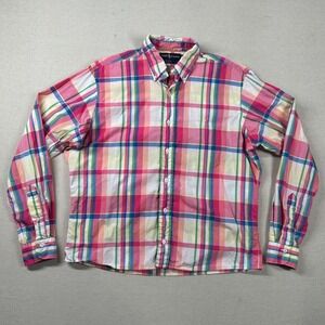 Vintage Ralph Lauren Shirt Mens M Button Down Oxford Plaid 90s USA Preppy Poplin